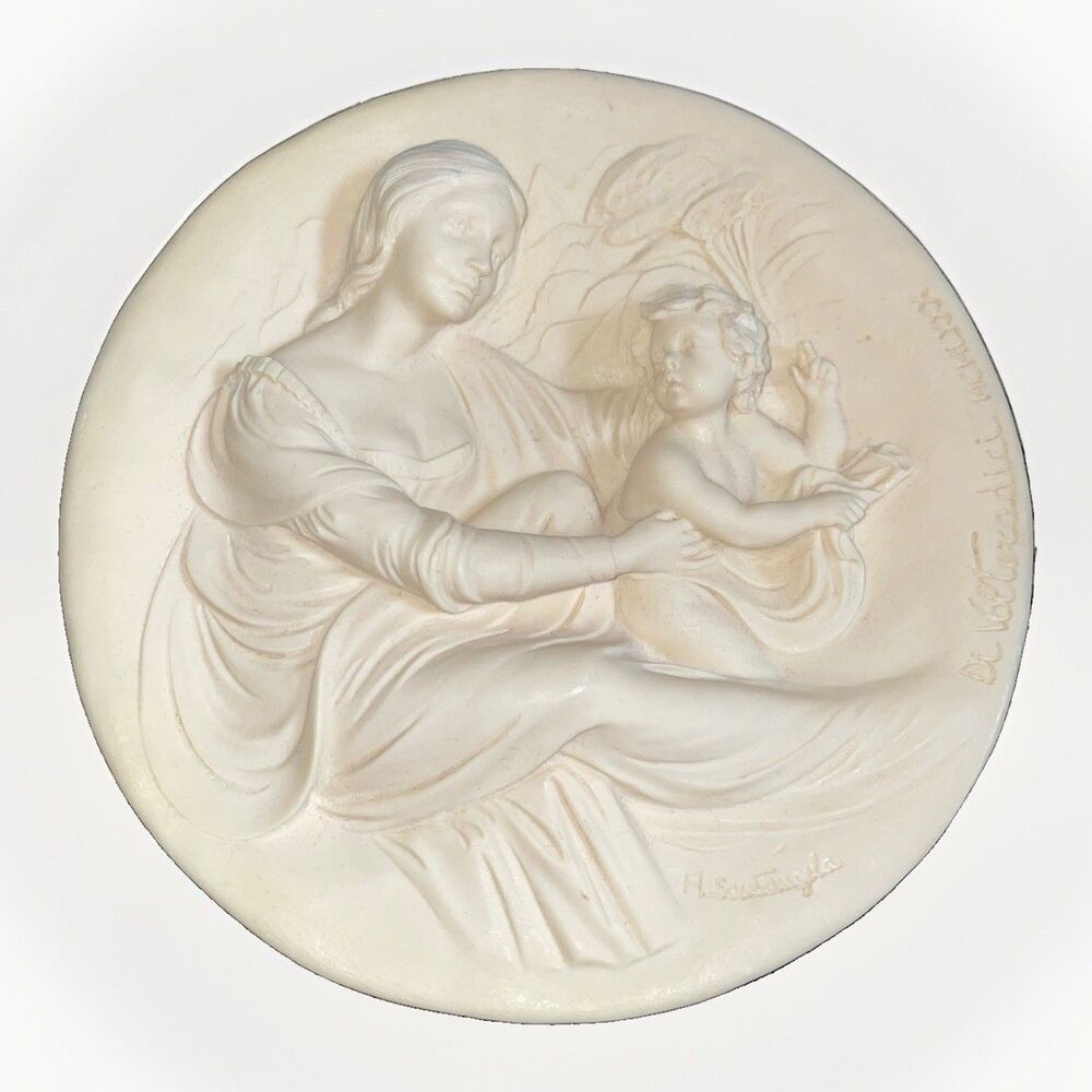 1980 Madonna Beata Alabaster Plate Santangelo Volteradici w COA
